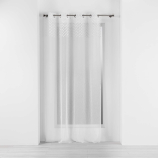 Voilage a oeillets 140 x 240 cm voile sablé Roxia Blanc