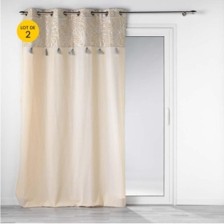 Lot de 2 rideaux à œillets 140 x 240 cm en polycoton - Modèle Solea Argent