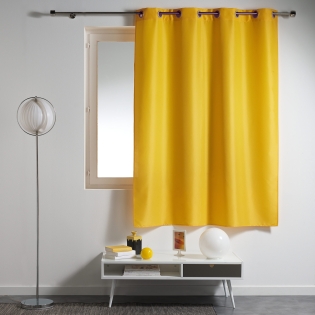 Rideau a oeillets metal 140 x 180 cm polyester uni essentiel Miel