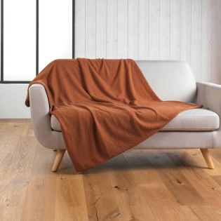 Plaid 180 x 220 cm bouclette unie wooly Terracotta