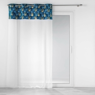 Panneau a oeillets 140 x 280 cm voile sable+top velours imp or clairine Bleu