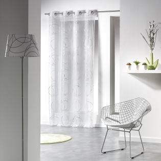 Panneau a oeillets 140 x 240 cm voile imprime argent bully Blanc