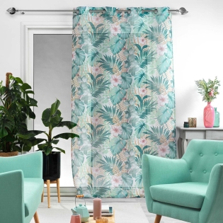 Voilage a oeillets 140 x 240 cm voile sablé  Kelly Blanc