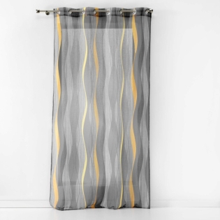 Panneau a oeillets 140 x 280 cm voile sable imprime ondulys Jaune/anthracite