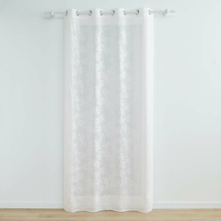 Panneau a oeillets 140 x 240 cm voile tisse applique karla Blanc