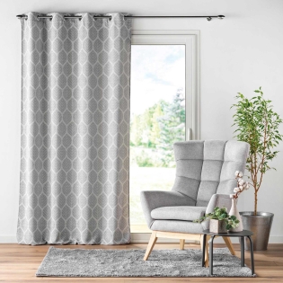 Rideau tamisant a oeillets 140 x 260 cm jacquard Feuilles Gris