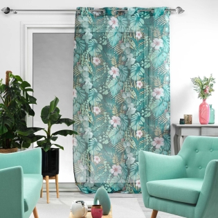 Voilage a oeillets 140 x 280 cm voile sablé Kelly Bleu