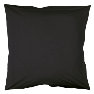 Taie d'oreiller volant plat 63 x 63 cm uni 57 fils lina  + point bourdon Charbon
