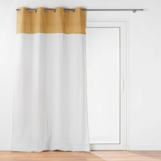 Rideau a oeillets 140 x 240 cm polycoton + haut en jute Janara Ocre