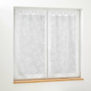 Paire droite passants 2 x 60 x 120 cm voile tisse applique karla Blanc