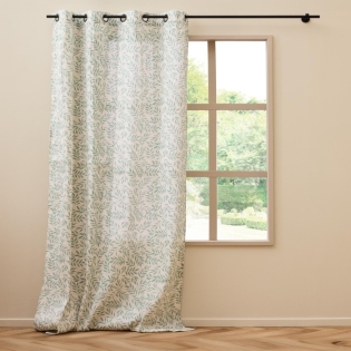 Rideau à œillets grande hauteur 140 x 280 cm en polycoton imprimé – Naya Sauge