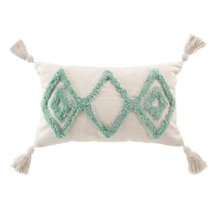 Coussin dehous. compr. pompons 30 x 50 cm coton/polyester tufte athena Sauge