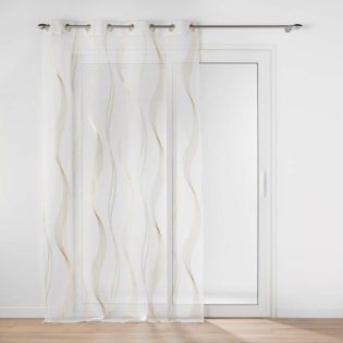 Voilage a oeillets 140 x 240 cm voile sablé  imprimé metallisé Elona Or