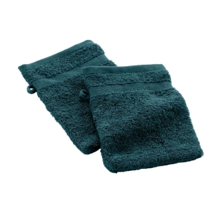 2 gants de toilette 15 x 21 cm eponge unie elegance Bleu