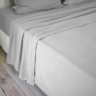 Drap plat 240 x 300 cm flanelle de coton chaude - Candice Gris clair
