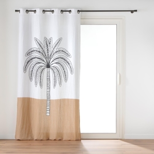 Rideau a oeillets 140 x 240 cm en gaze de coton imprime Oasia
