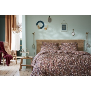 Housse de couette 260 x 240 cm double gaze de coton imprimée Capucine Camel