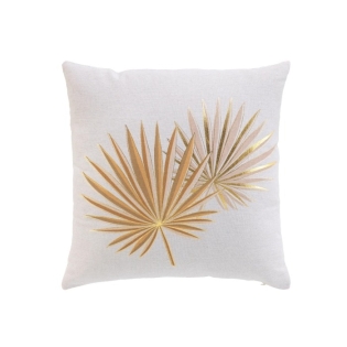 Coussin dehous. compresse 45 x 45 cm polycoton imp. metal. lotus  des. place Ocre