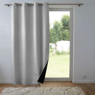 Rideau thermique phonique 140 x 260 cm 100% occultant/velours relief shadow Gris