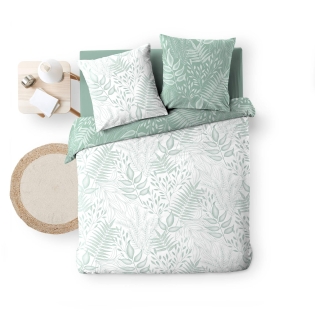 Parure de Couette Réversible 240 x 220 cm – Coton 57 fils Cassia Sauge