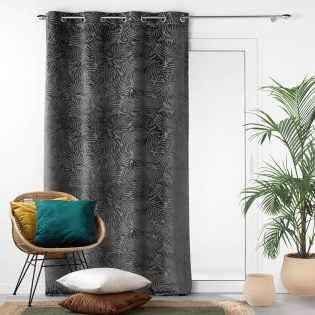 Lot de 4 Rideaux Occultants à Œillets - 140 x 240 cm - Velours relief Anthracite