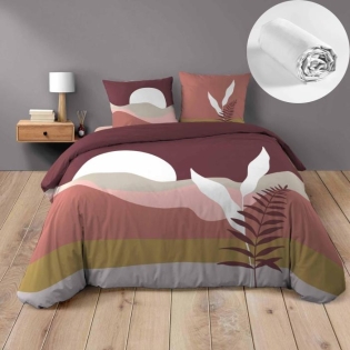 Pack parure de couette 220 x 240 cm Canyon + drap housse (140) bLANC