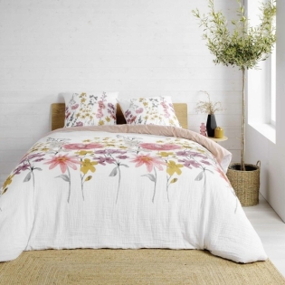 Housse de couette  240 x 220 cm double gaze coton 57 fils Rosine