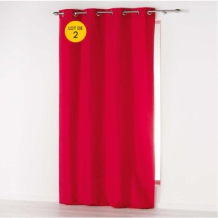 Lot de 2 Rideaux uni 140x 260 cm Absolu en microfibre Rouge
