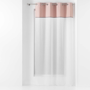 Voilage a oeillets 137 x 240 cm voile sablé + haut coton Jolibel Rose
