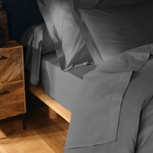 Drap plat 1 pers. 180 x 290 cm coton 57 fils Lina Anthracite