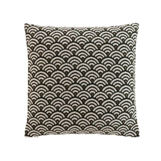 Coussin dehous. compresse 45 x 45 cm jacquard chenille+fils metal. minella Noir