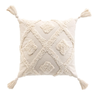 Coussin dehous. compr. pompons 40 x 40 cm coton/polyester tufte inca Sans