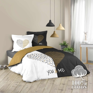 Housse de couette imprimée 220x240 cm + 2 taies 100% coton Miu