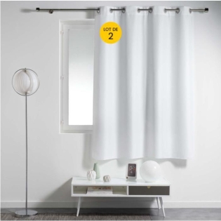 Lot de 2 rideaux spécial petites fenêtres 140 x 180 cm Essentiel Blanc