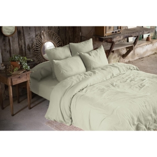 Pack gaze de coton parure de couette 220x240 cm + drap housse 140x190 + 2 taies 60x60  Vert