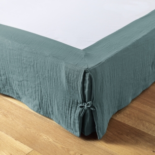 Cache-sommier gaze de coton 160 x 200 cm Gaia Bleu canard