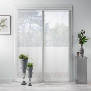 Paire droite passe tringle 2x70x200 cm voile sable fils chenille linahe Blanc