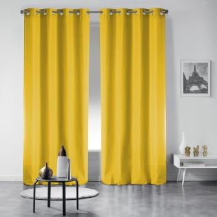 Lot de 2 rideaux occultant a oeillets 135 x 240 cm uni Miel