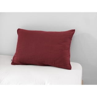 Taie d'oreiller en double gaze de coton – 50 x 70 cm – Bordeaux