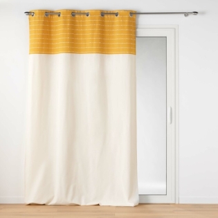 Rideau tamisant 140 x 240 cm coton recyclé + fils coupés Linechic Jaune