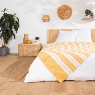 Couvre lit 1 personne 180 x 220 cm coton/polyester jacquard Abby Curry