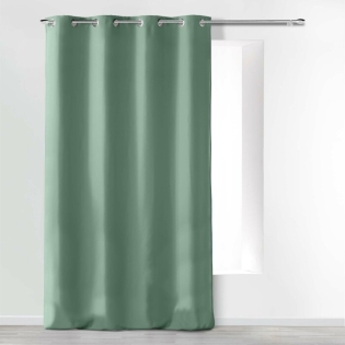 Rideau a oeillets 140 x 260 cm microfibre unie absolu Sauge
