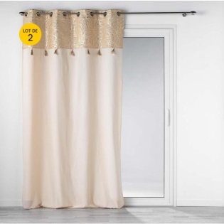 Lot de 2 rideaux à œillets 140 x 240 cm en polycoton - Modèle Solea Or