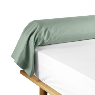 Taie de traversin 85 x 185 cm uni 57 fils lina  +point bourdon Sauge