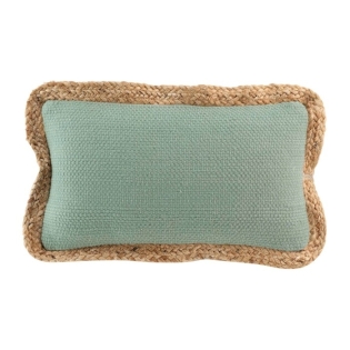 Coussin déhousssable passepoil 30 x 50 cm polycoton +jute Akina Sauge