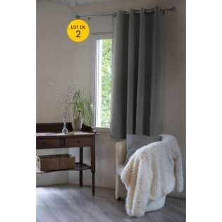 Lot de 2 Rideaux luxe occultant + isolant phonique polaire L140 x H180 cm Inuit Anthracite
