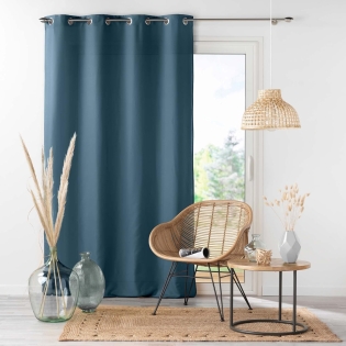 Lot de 4 Rideaux à Œillets - 140 x 260 cm - Microfibre Légère - Indgo Absolu