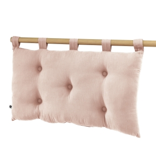 Tête de lit 5 boutons avec passants – 50 x 80 cm – Gaze de coton Gaïa Rose guimauve