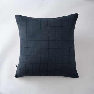 Taie d'oreiller gaze de coton tissée  60 x 60 cm Gaia Match Bleu marine