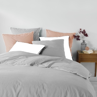 Housse de couette 240 x 220 cm coton lavé 57 fils Linette Gris